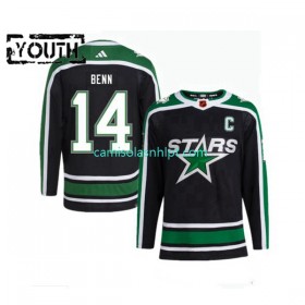 Camiseta Dallas Stars Jamie Benn 14 Adidas 2022-2023 Reverse Retro Preto Authentic - Criança